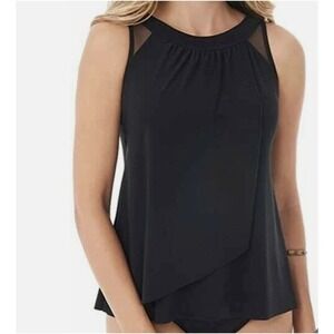 Miraclesuit Illusionists Ursula Black Layered Tankini Swimwear Plus Size 14 NWT